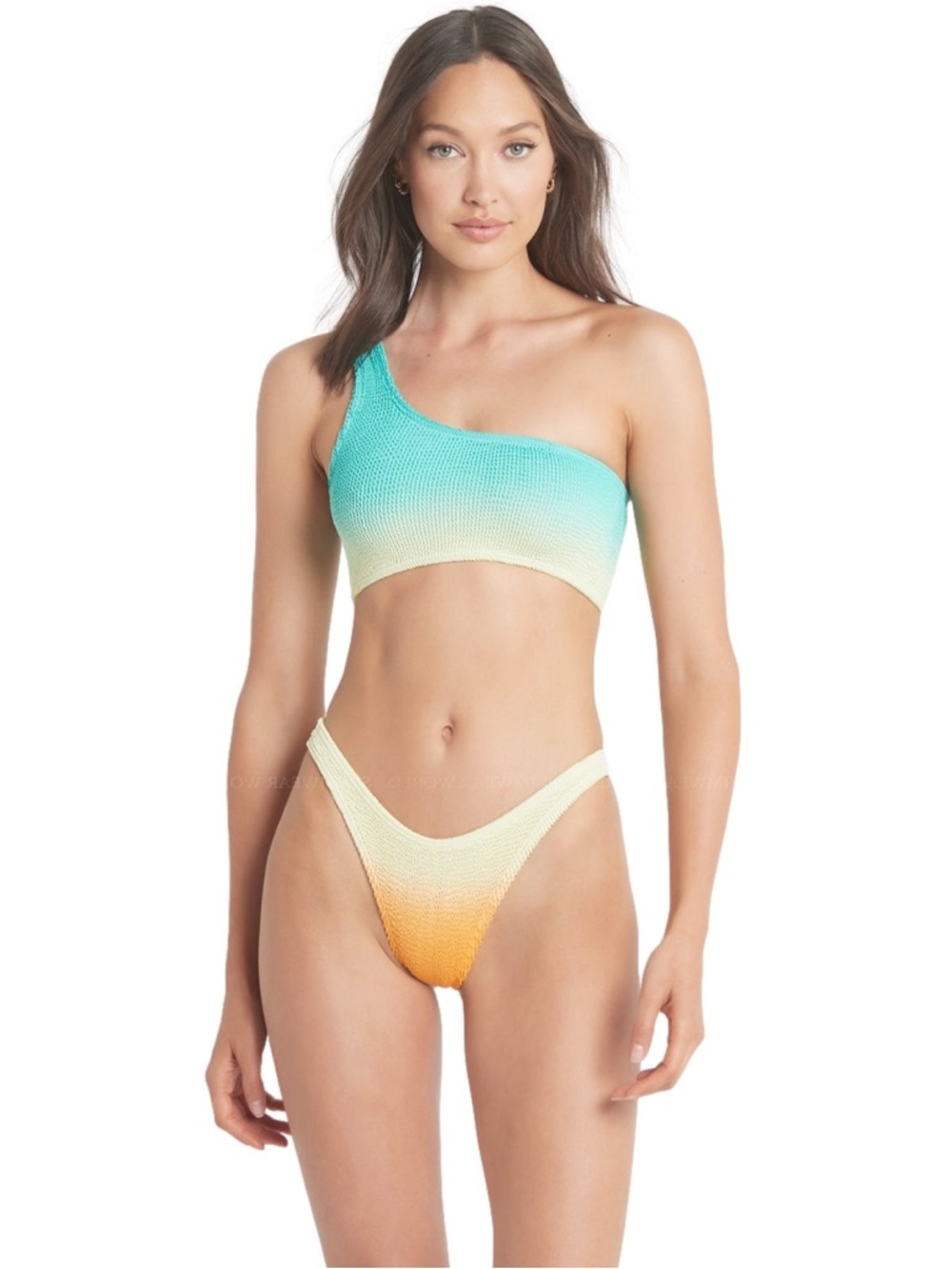 New Bond-Eye Scrunchy Asymmetric One Shoulder Bikini Top